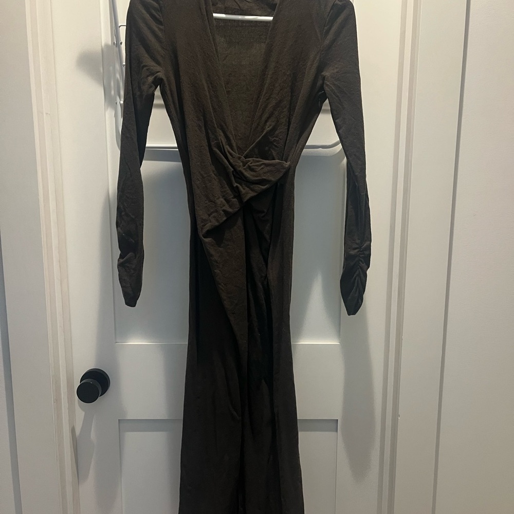 Zara Long Sleeve Maxi Dress in Dark Brown